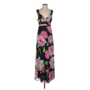 Ann Taylor Factory Maxi Dress in Pink Black and Yellow Floral Chiffon Size 2 (Y
